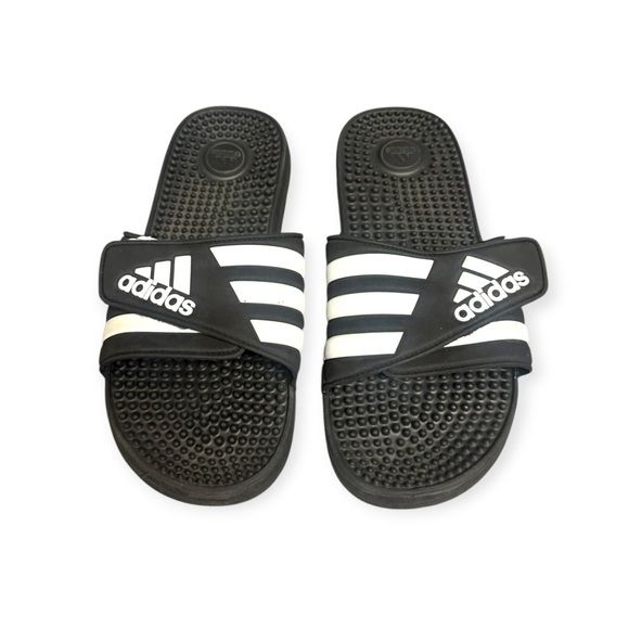 Adidas Adissage Black and White Slide Sandals - Picture 2 of 5